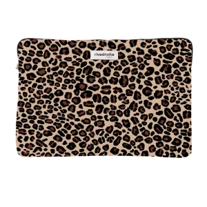 Vivienne la housse d'ordinateur 13" - Coton recyclé Léopard Beige