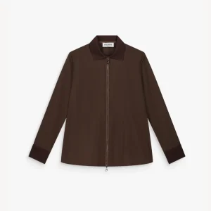 Surchemise marron foncé bi matière