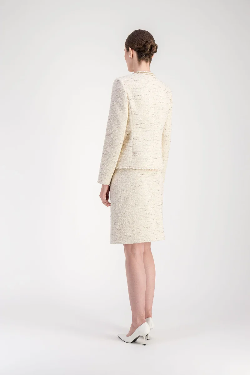 Veste droite jaune clair en tweed – Image 6