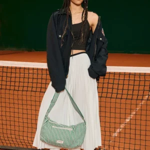 Mini Charlot le sac crossbody - Coton recyclé Rayé Vert