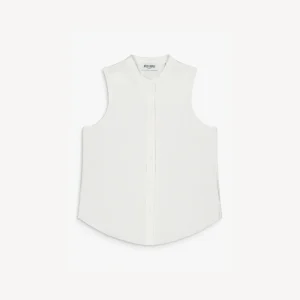 Blouse droite blanc cassé sans manches