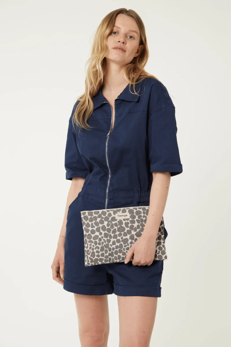 Barbette Medium la pochette - Polycoton recyclé Léopard Gris