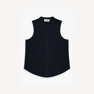 Blouse droite marine sans manches