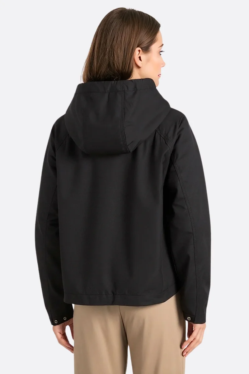 Veste noire légère à capuche à coupe droite ample – Image 4