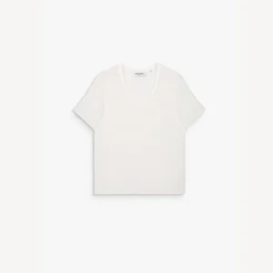 Blouse en soie blanc cassé col rond