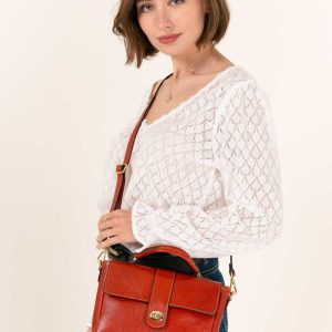 Sac à main cartable CECILIA - Camel