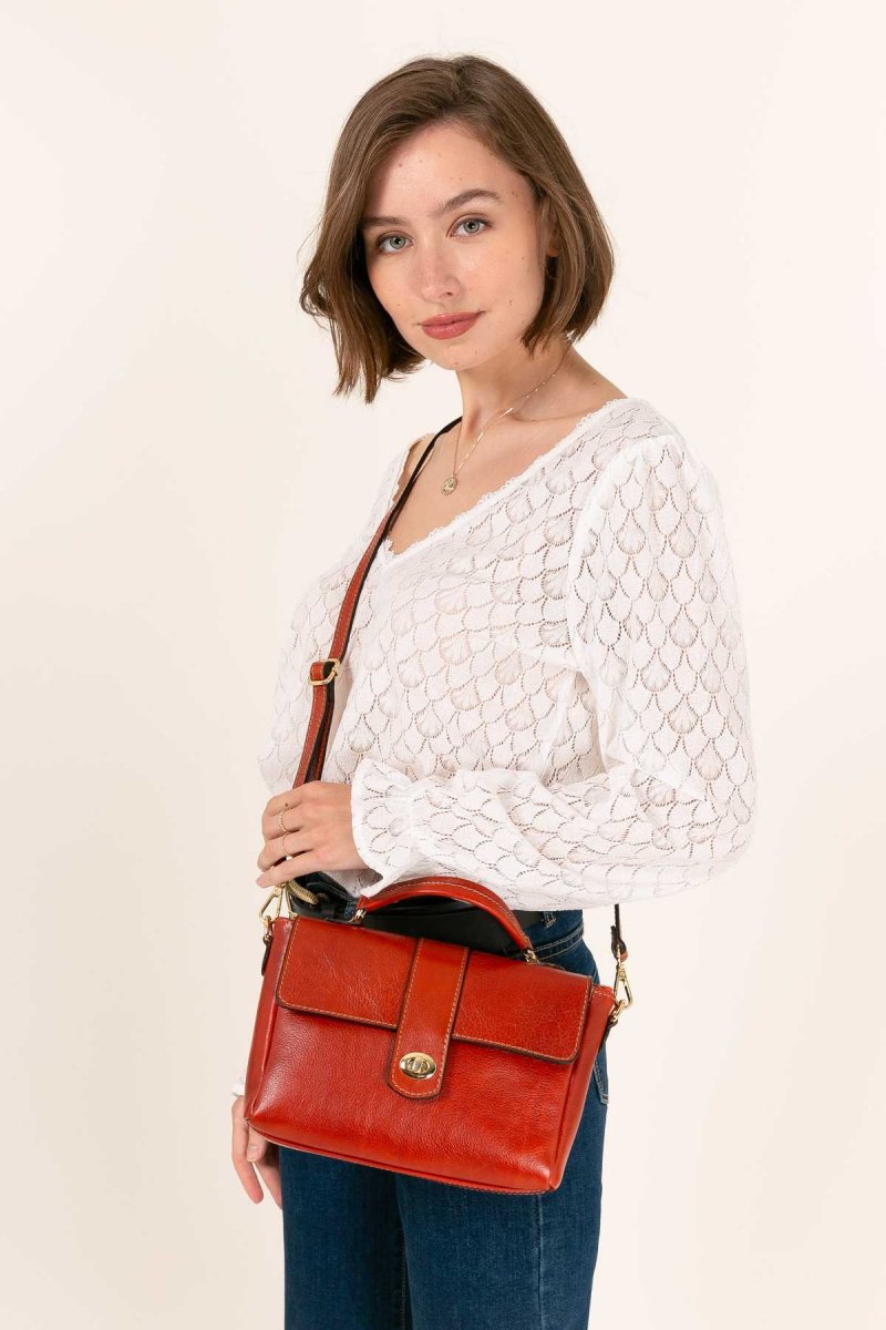 Sac à main cartable CECILIA - Camel