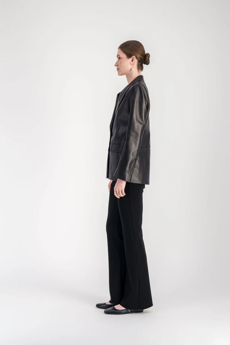 Veste droite en cuir noir – Image 7