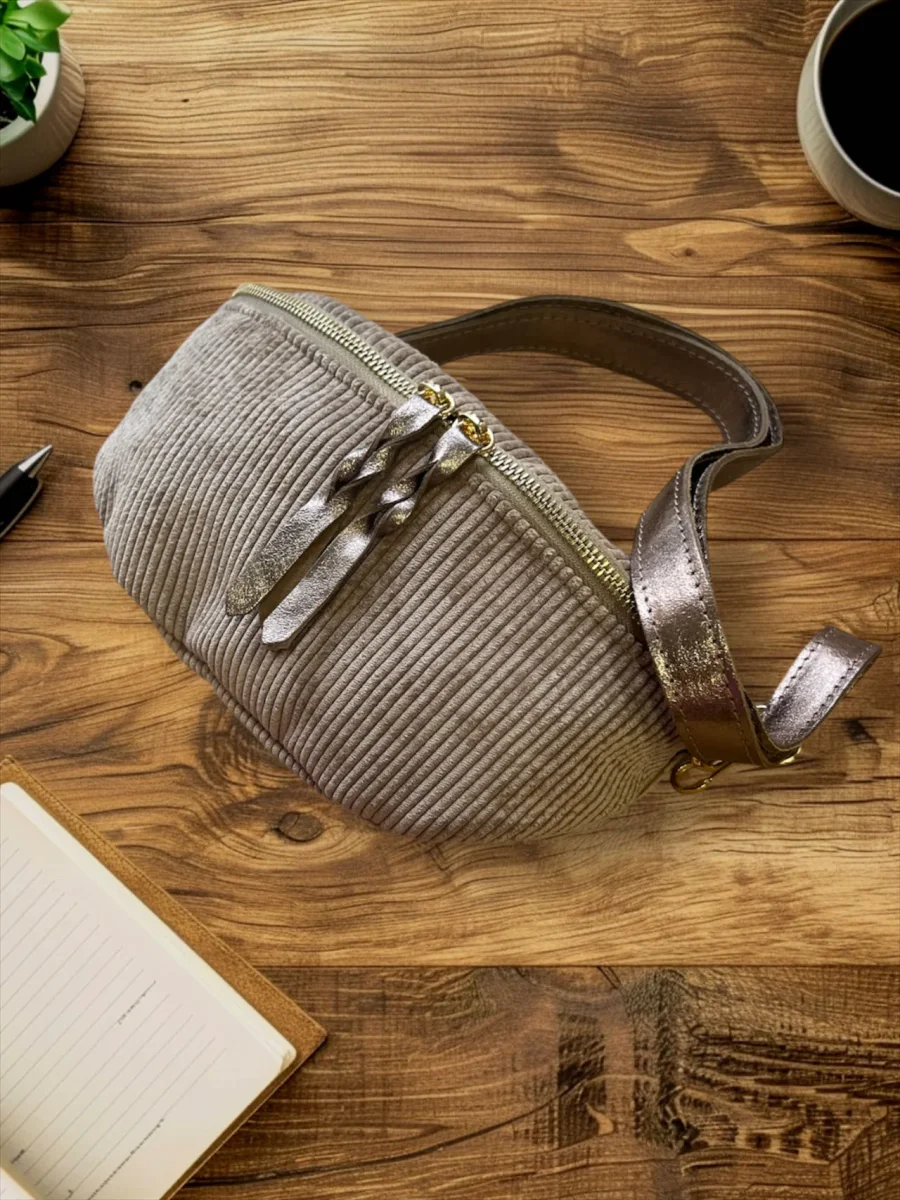 Sac ROSA VELOURS - Taupe – Image 3