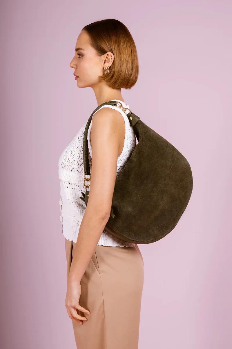 Sac NADINE SUEDE - Kaki – Image 4