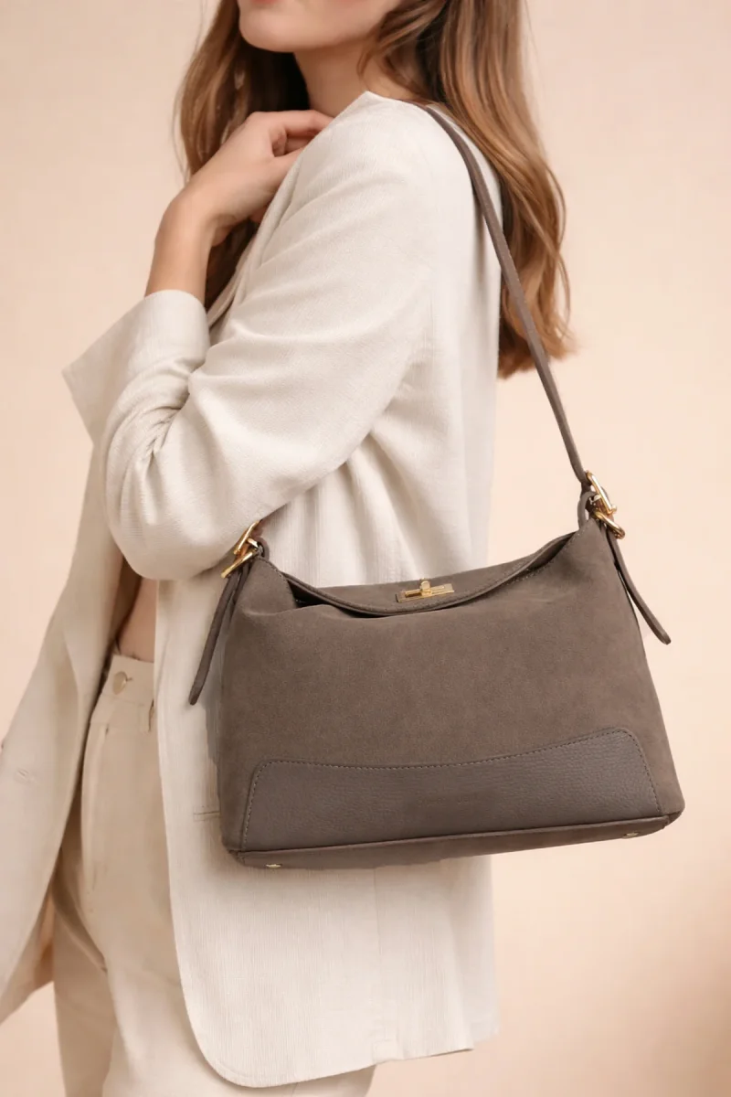 Sac PERLA SUÈDE - Taupe – Image 2