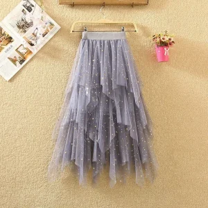 Jupe à volants asymétrique à paillettes