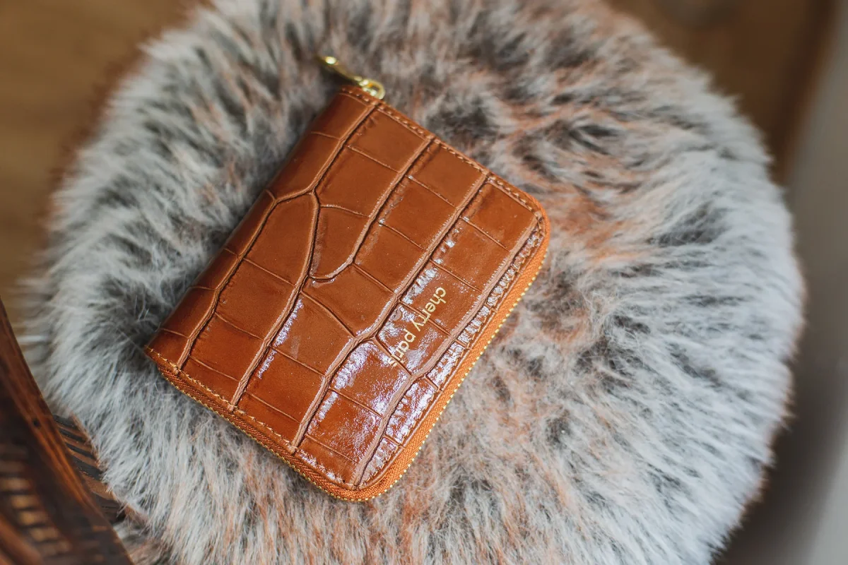 Porte-monnaie sac croco YUNA - Camel – Image 4