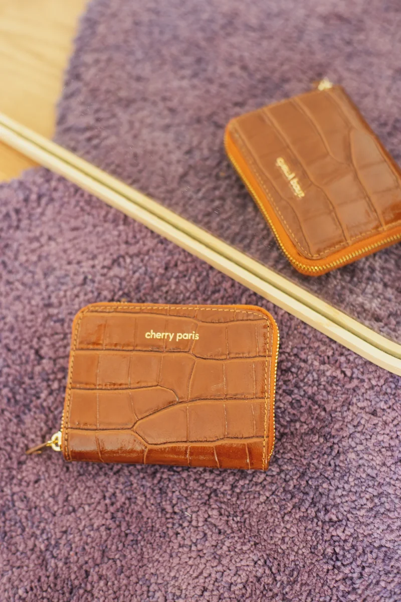 Porte-monnaie sac croco YUNA - Camel – Image 3