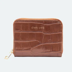 Porte-monnaie sac croco YUNA - Camel