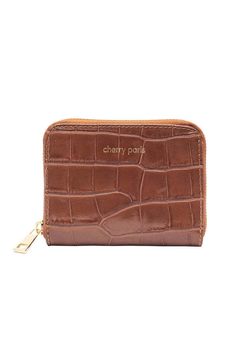 Porte-monnaie sac croco YUNA - Camel – Image 7