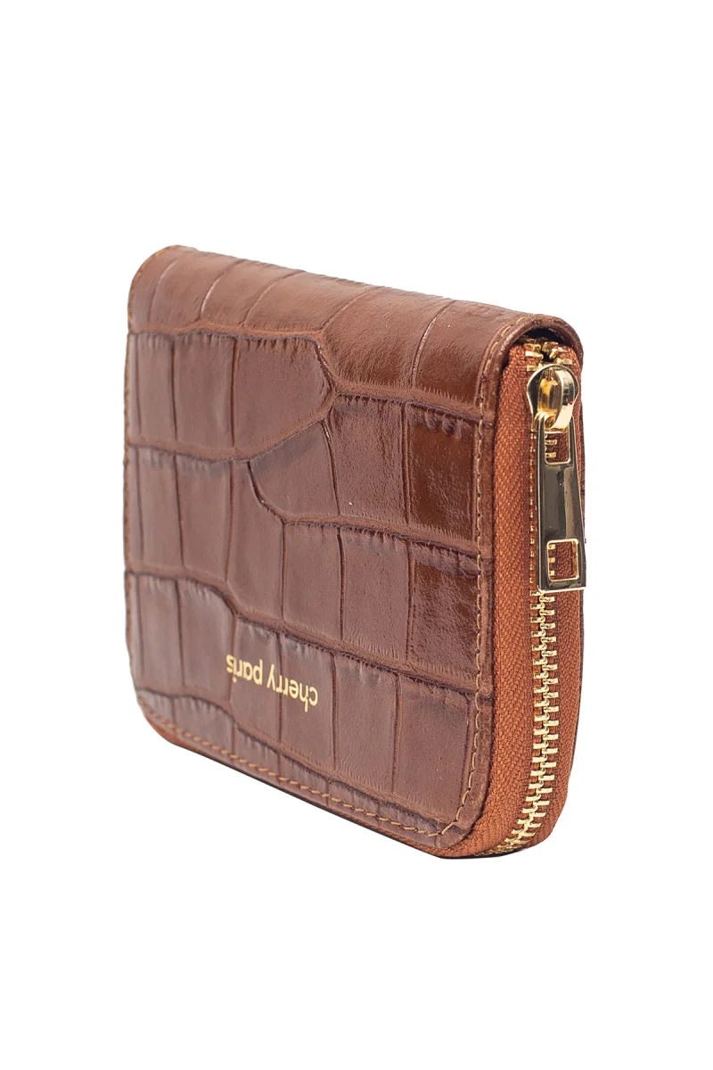 Porte-monnaie sac croco YUNA - Camel – Image 8