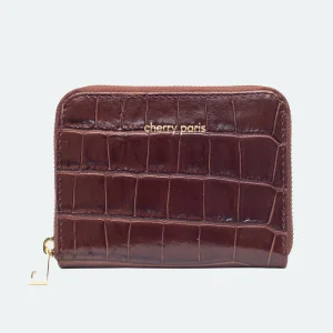 Porte-monnaie sac croco YUNA - Marron