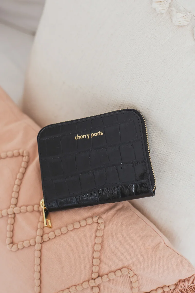 Porte-monnaie sac croco YUNA - Noir – Image 3