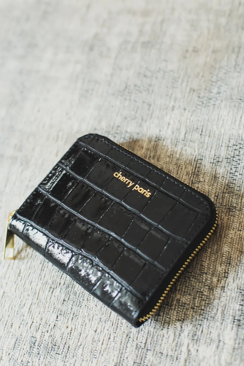 Porte-monnaie sac croco YUNA - Noir – Image 4