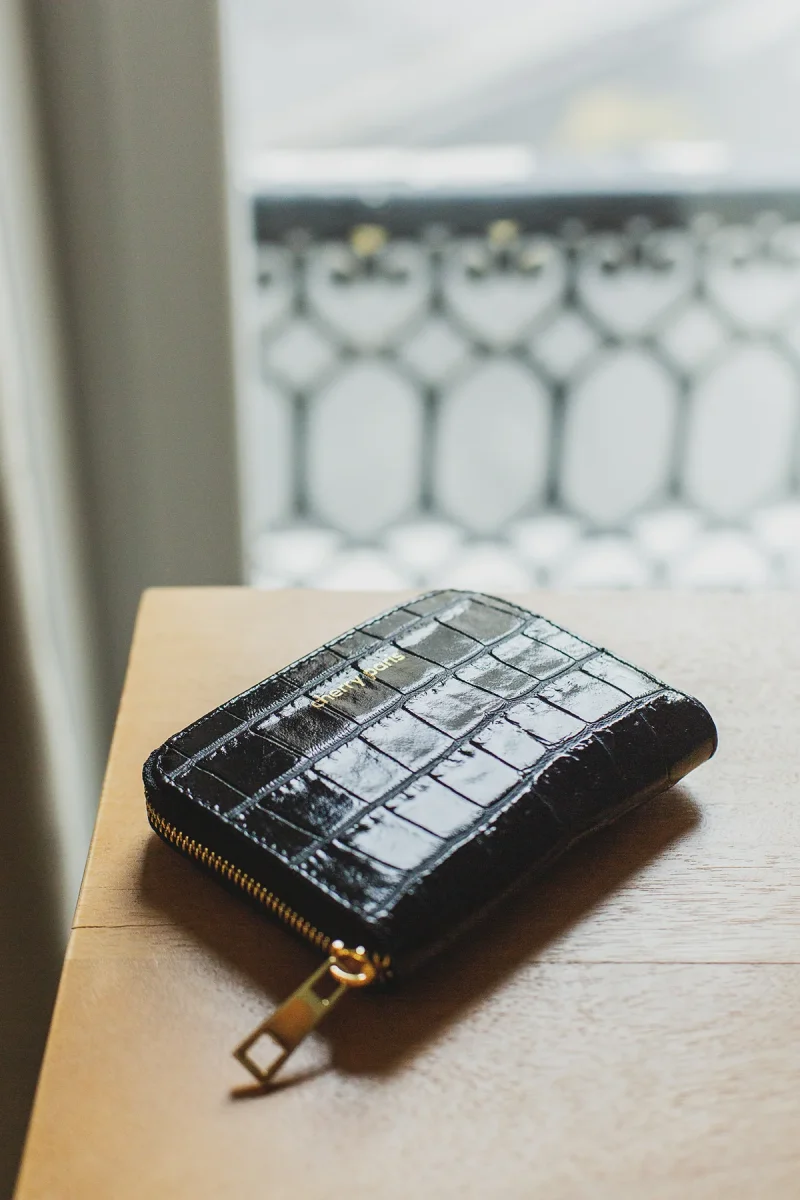 Porte-monnaie sac croco YUNA - Noir