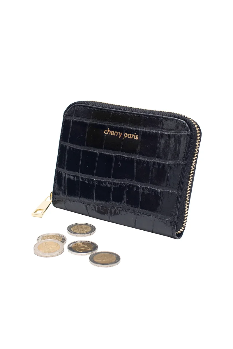 Porte-monnaie sac croco YUNA - Noir – Image 9