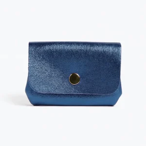 Porte-monnaie sac ASELLE MÉTAL - Bleu métal