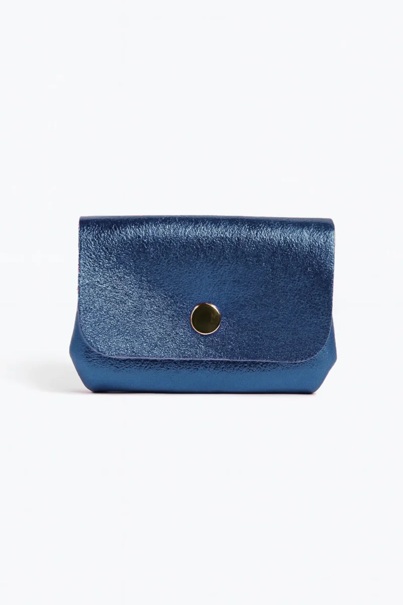 Porte-monnaie sac ASELLE MÉTAL - Bleu métal