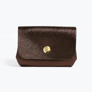 Porte-monnaie sac ASELLE MÉTAL - Chocolat métal