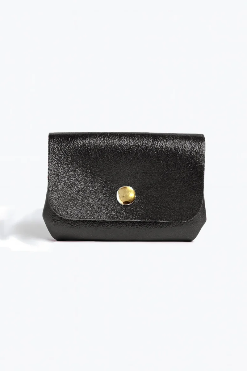 Porte-monnaie sac ASELLE MÉTAL - Noir métal