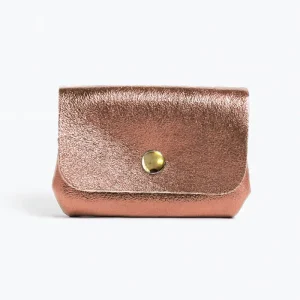 Porte-monnaie sac ASELLE MÉTAL - Rose métal