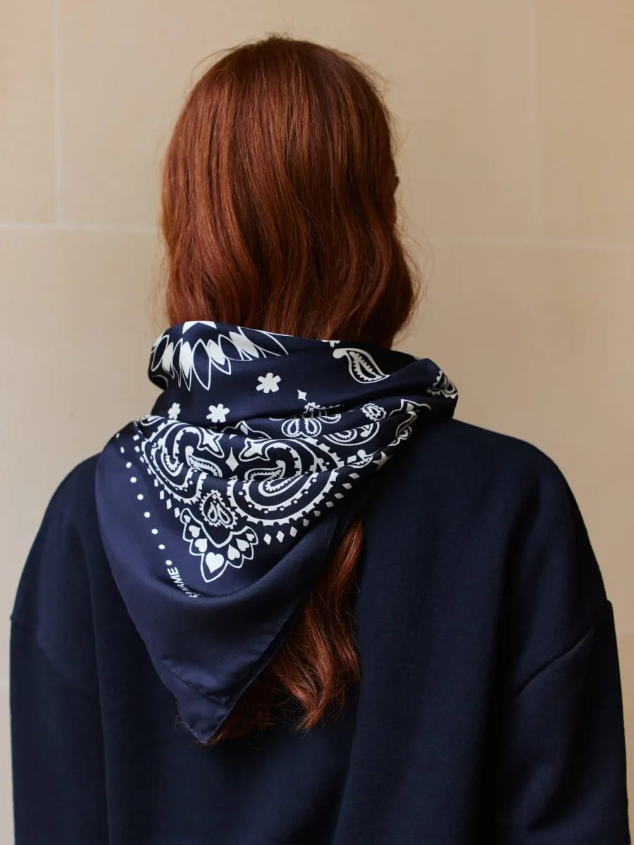 Bandana en Soie - STAR - NAVY - Petit Modèle – Image 3