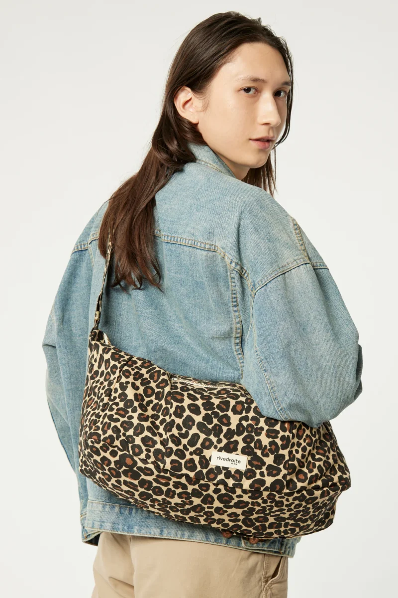 Charlot le sac Crossbody - Coton recyclé Léopard Beige – Image 3