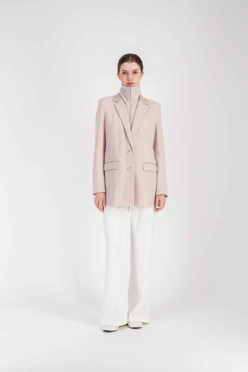 Veste tailleur beton double face à col zippé – Image 3