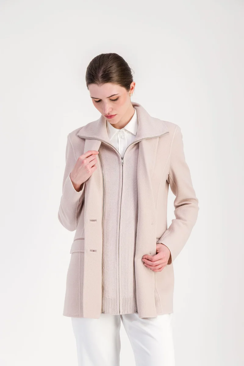 Veste tailleur beton double face à col zippé – Image 4