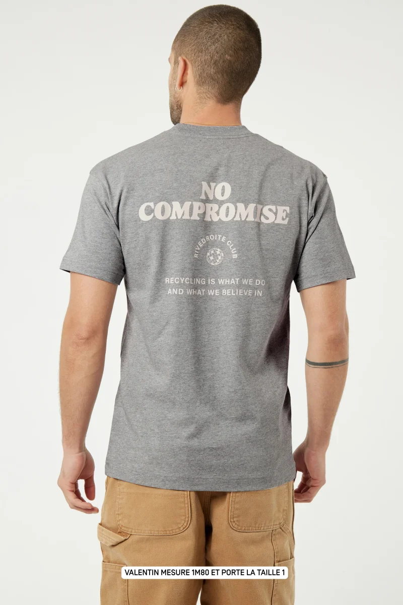 Pigalle le t-shirt No Compromise - Coton recyclé Gris Chiné