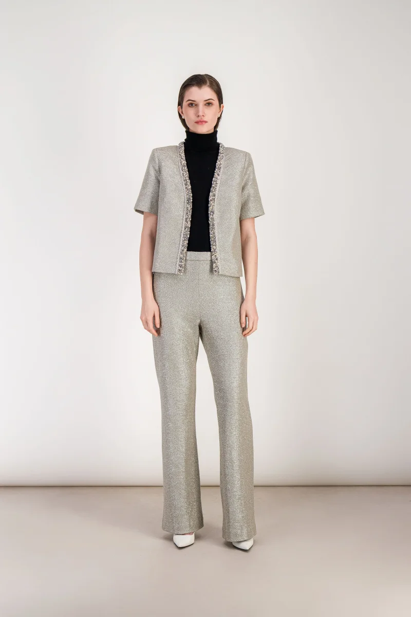 Veste droite en jersey lamé – Image 3