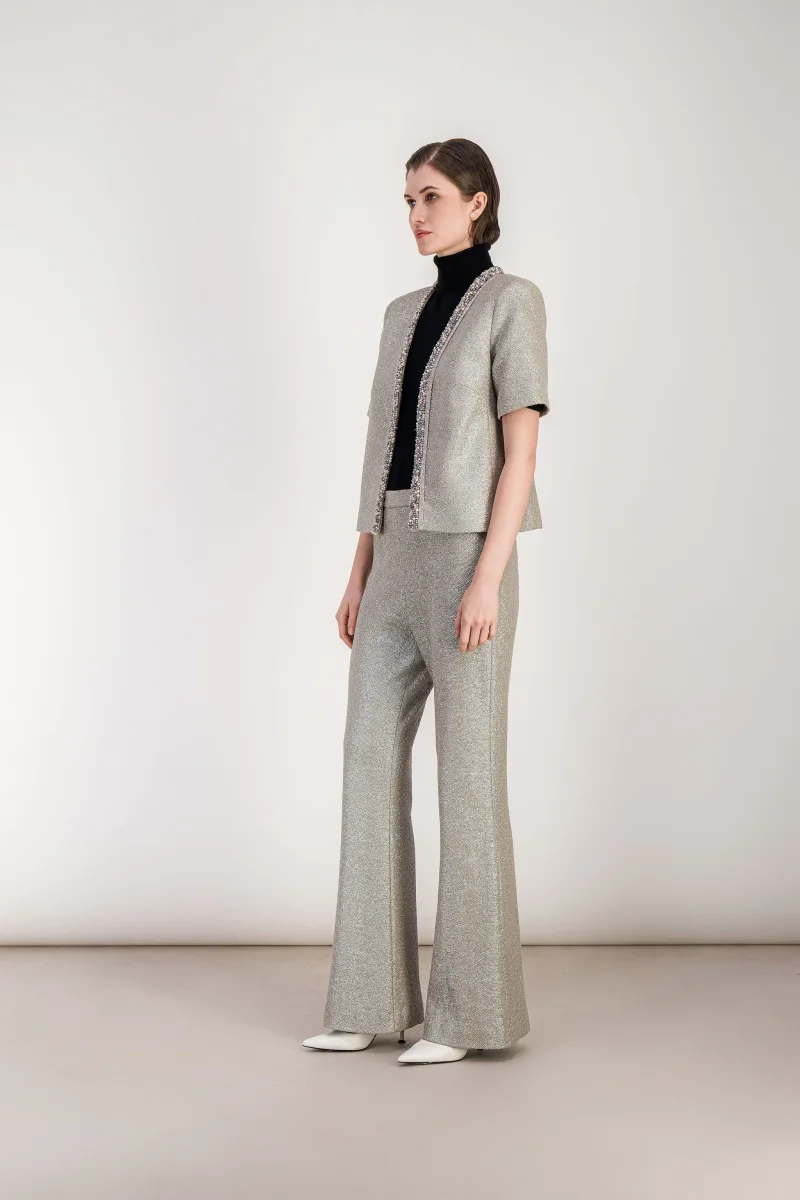 Veste droite en jersey lamé – Image 4