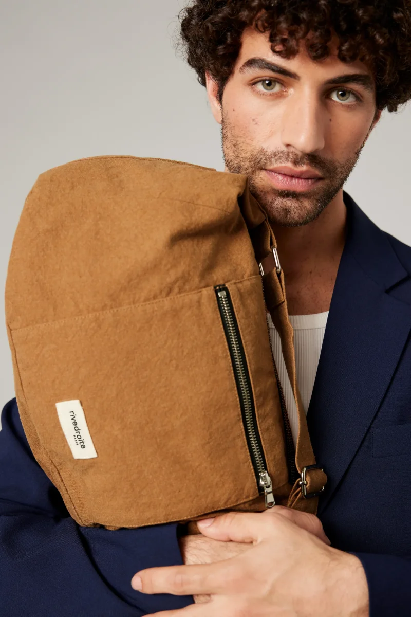 Charlot le sac Crossbody - Coton recyclé Camel