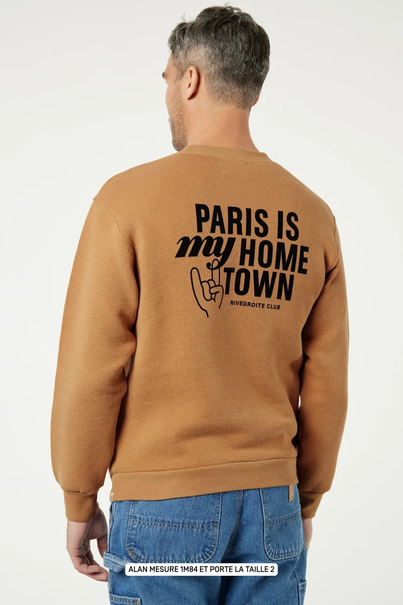 Belleville le sweat Paris is my hometown - Coton recyclé Camel – Image 3