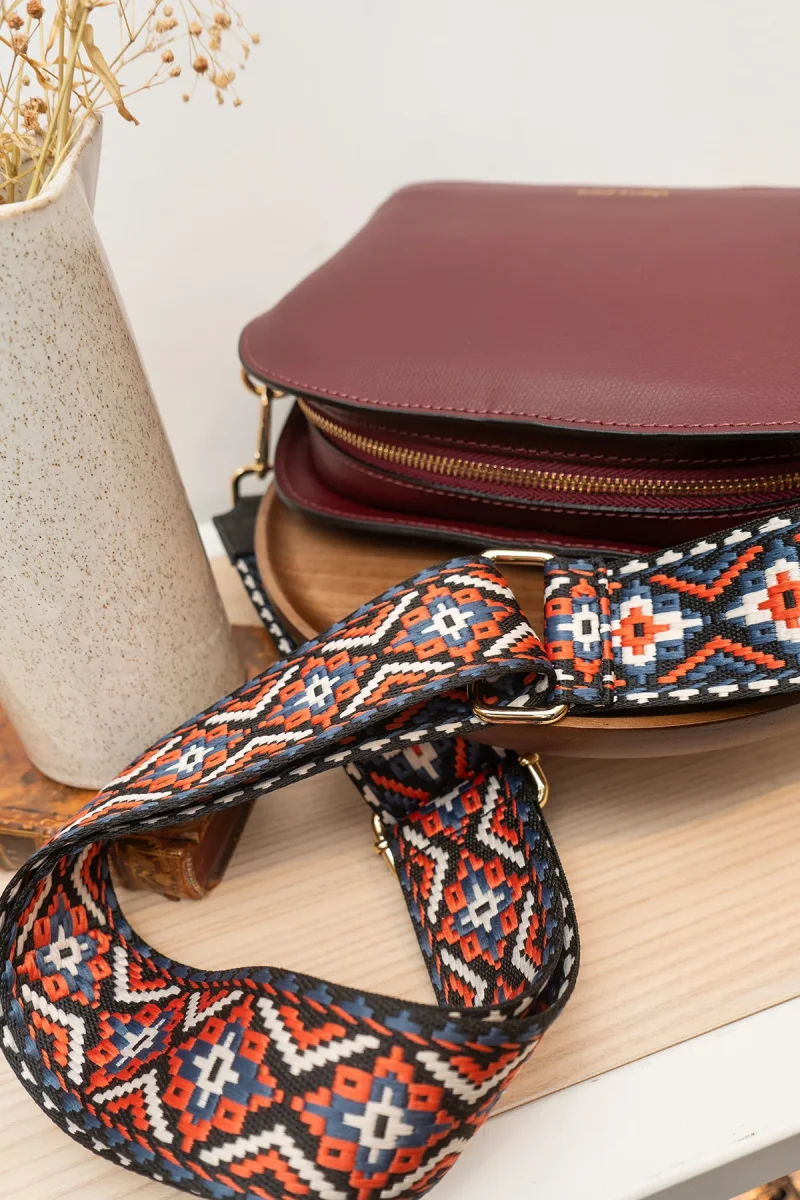 Sangle Sac CLOTHILDE - Noir/Rouille