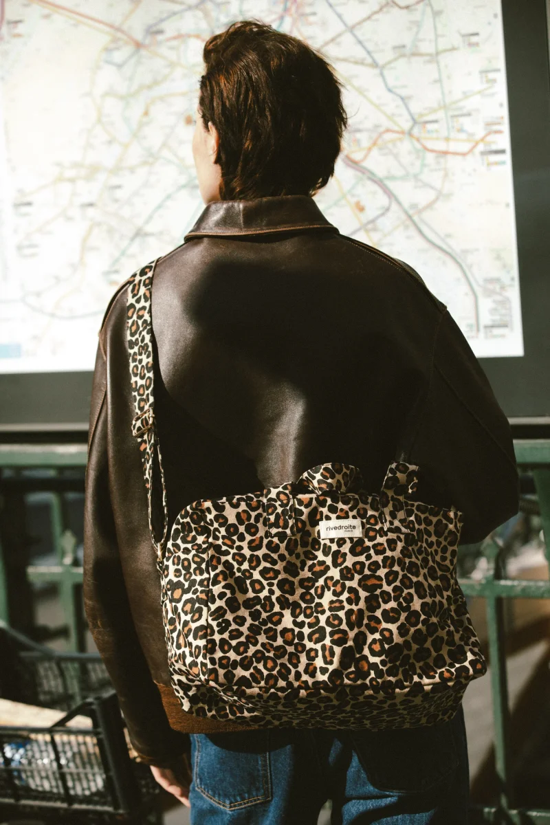 Sauval le city bag - Coton recyclé Léopard Beige – Image 7