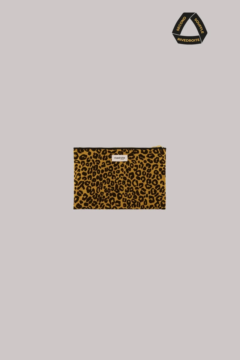 SECOND SOUFFLE │ Barbette Medium la pochette - Coton recyclé Léopard Moutarde