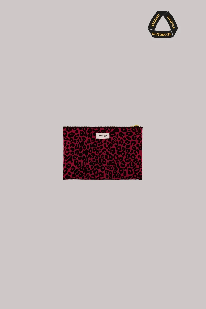 SECOND SOUFFLE │ Barbette Medium la pochette - Coton recyclé Léopard Rouge