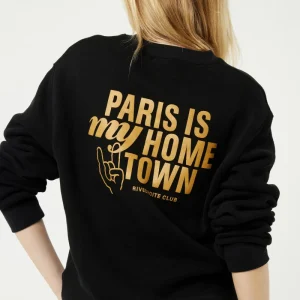 Belleville le sweat Paris is my hometown - Coton recyclé Noir