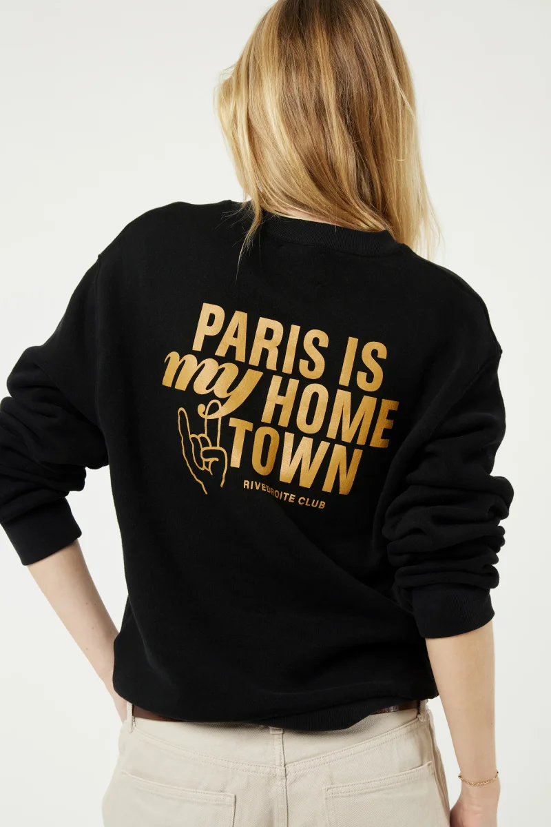 Belleville le sweat Paris is my hometown - Coton recyclé Noir – Image 2