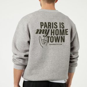 Belleville le sweat Paris is my hometown - Coton recyclé Gris Chiné