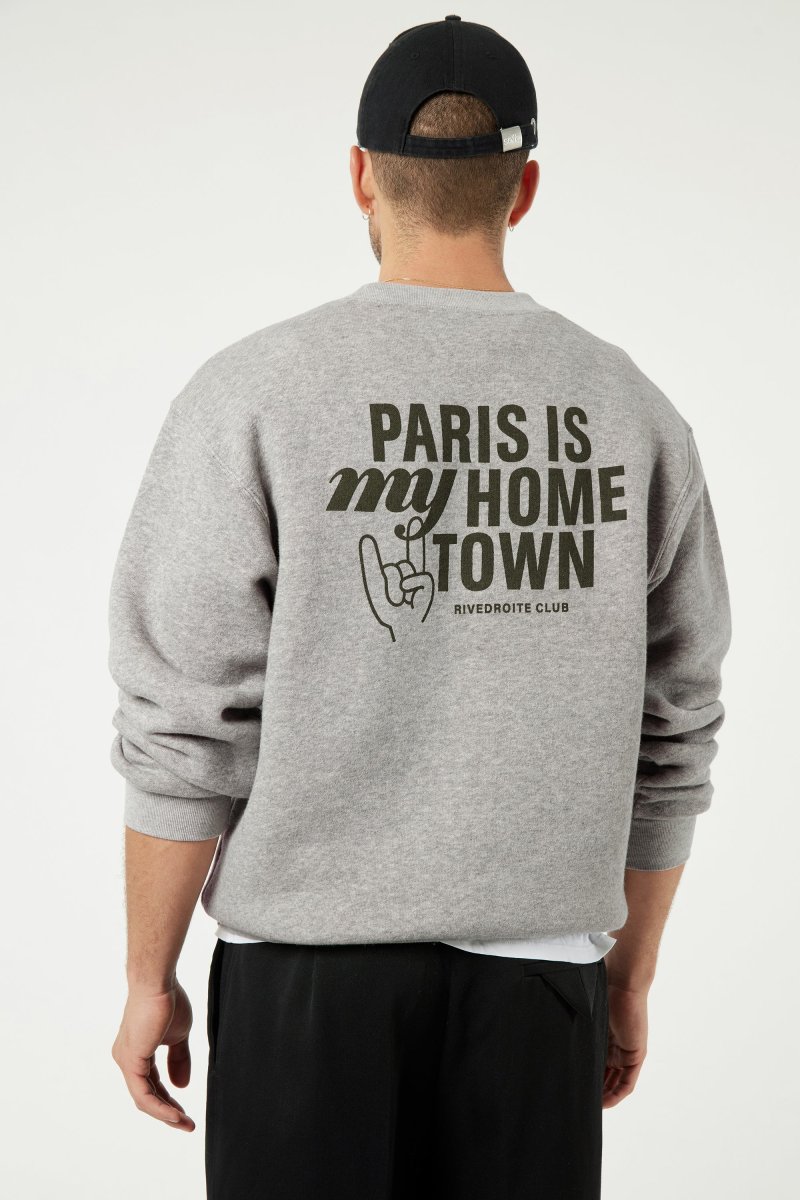 Belleville le sweat Paris is my hometown - Coton recyclé Gris Chiné – Image 2
