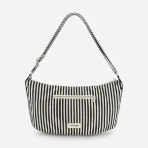 Mini Charlot le sac crossbody - Coton recyclé Rayé Noir