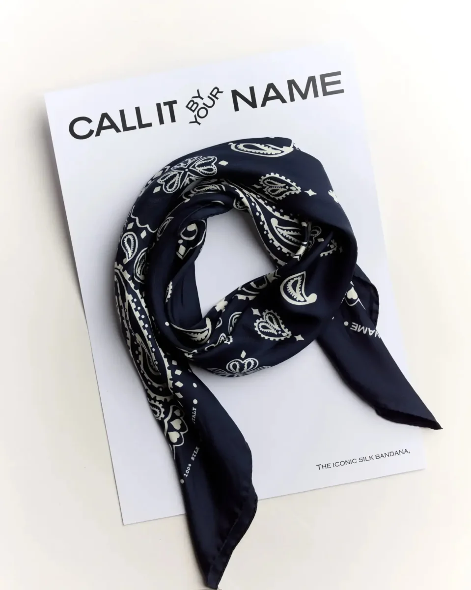 Bandana en Soie - STAR - NAVY - Petit Modèle – Image 6